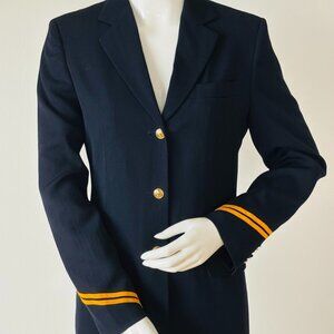 Max Mara Weekend Navy Nautical Blazer Gold Buttons Wool Jacket Made in Italy